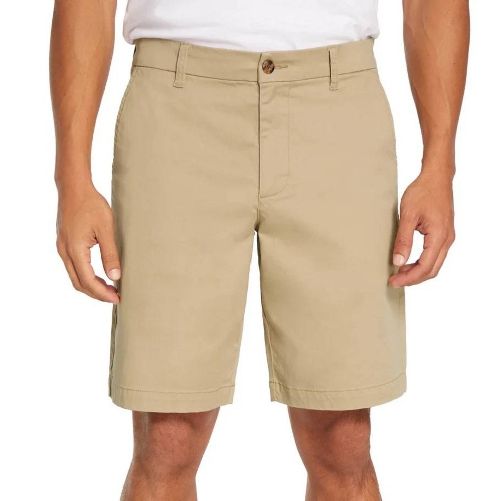 NWOT Club Room Chino Shorts Men's 34 Khaki Cotton Stretch Casual Flat Front